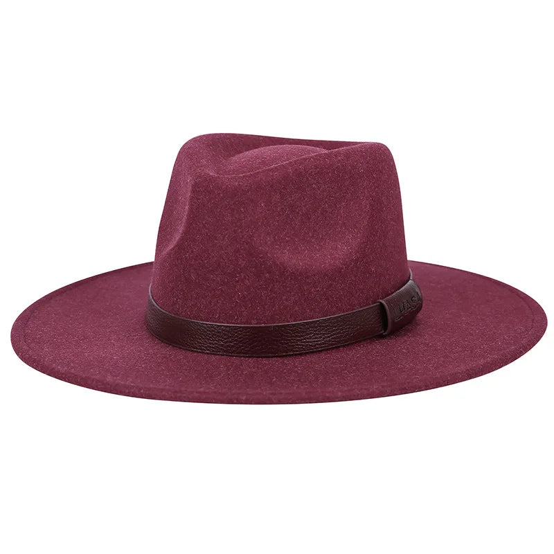 Fedora hat autumn and winter new top hat Tibet LHASA logo two-tone cashmere European and American 9cm brim jazz hat