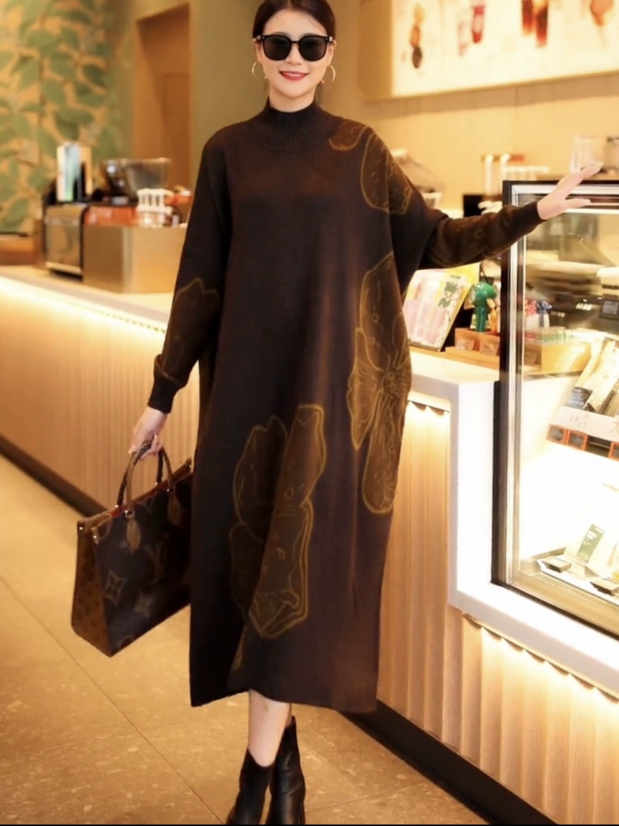 Classy Long Sleeve Wool Loose Large Knitted Dress