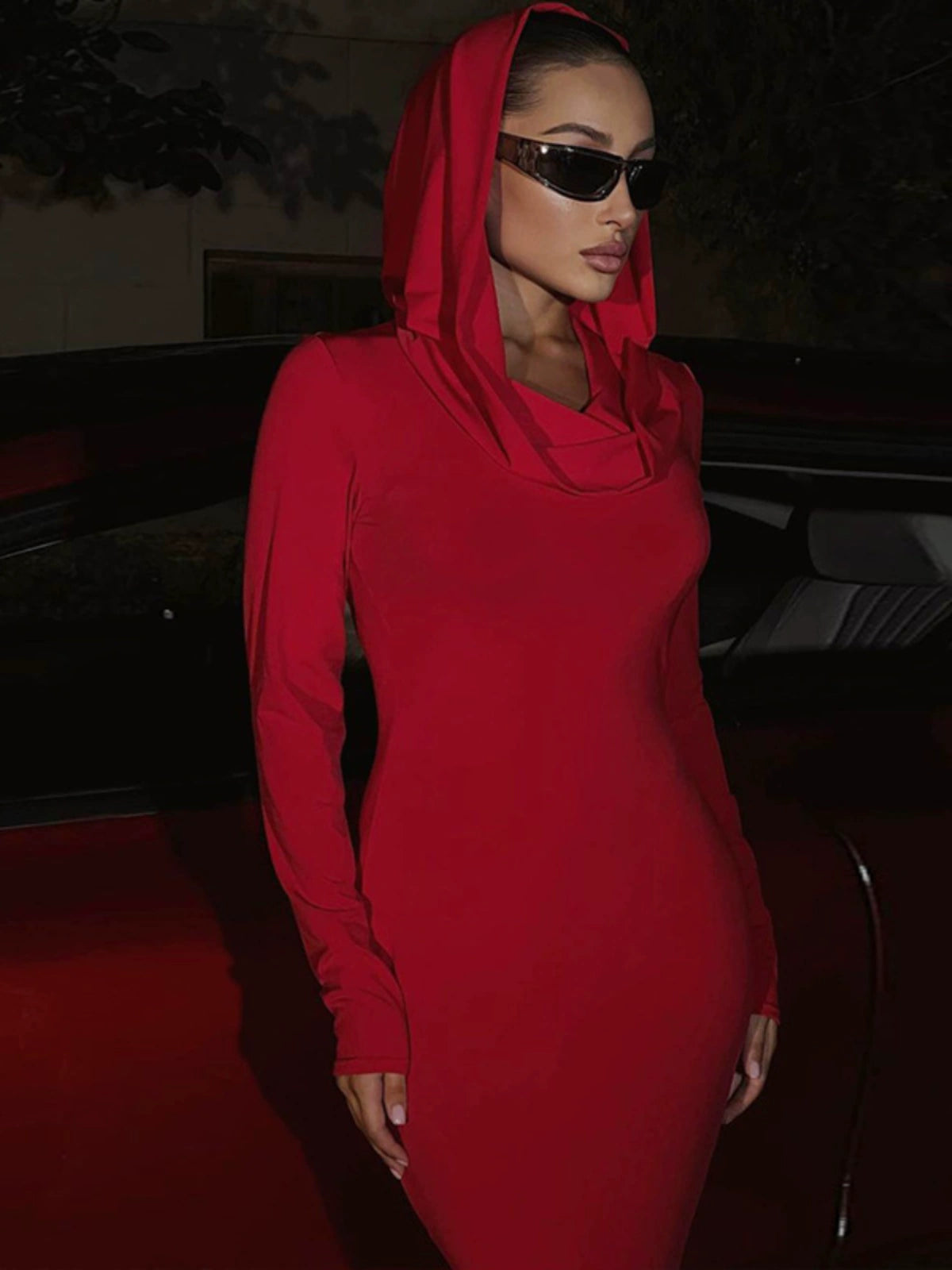 Women's Clothing Fashion Autumn Solid Color Slim Fit Long Sleeves Dress