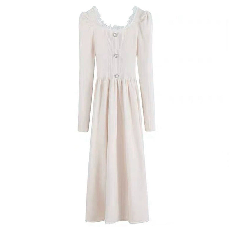 Elegant Spring Mid Length Long Length First Date Knitted Dress