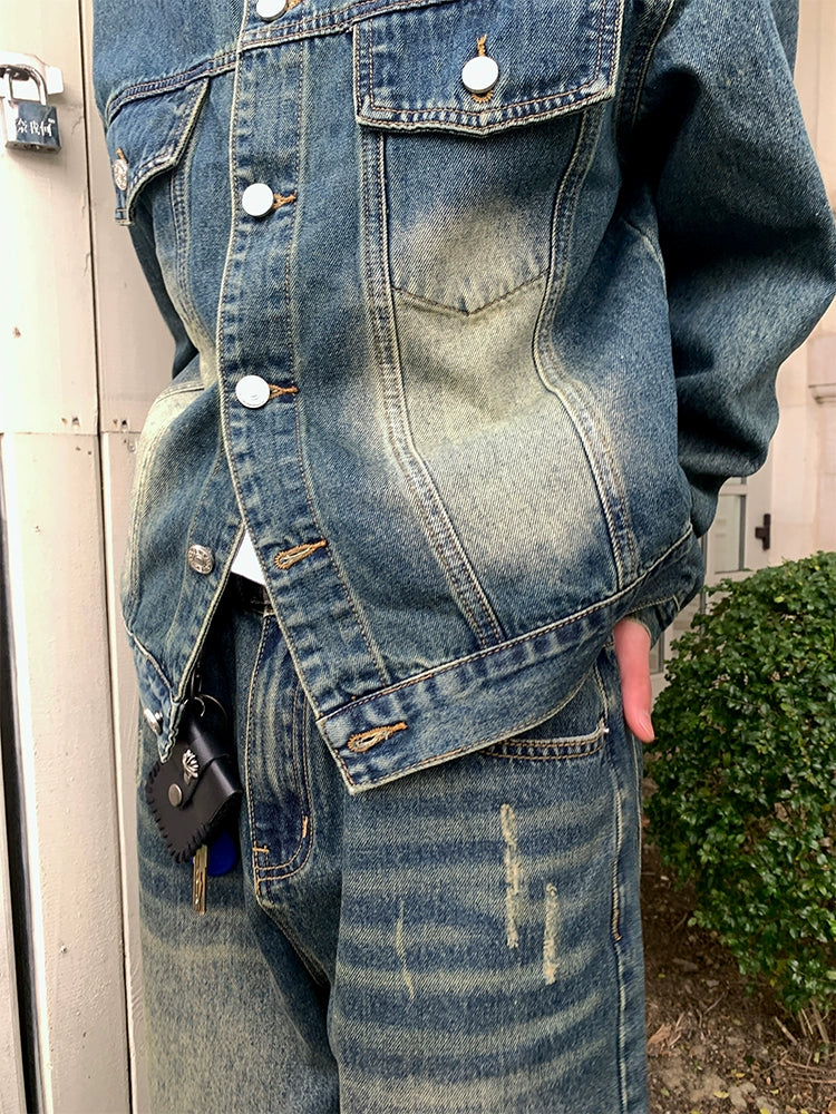 Worn Looking Washed-out Retro Korean-Style Jeans