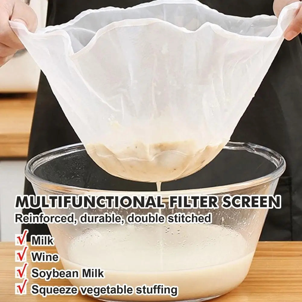 100 Mesh Soy Milk Wine Filter Bag Nut Milk Bag Tea Yogurt Net Filter Kitchen Filter Coffee Food Reusable Mesh Bags Oil Nylo K9R9