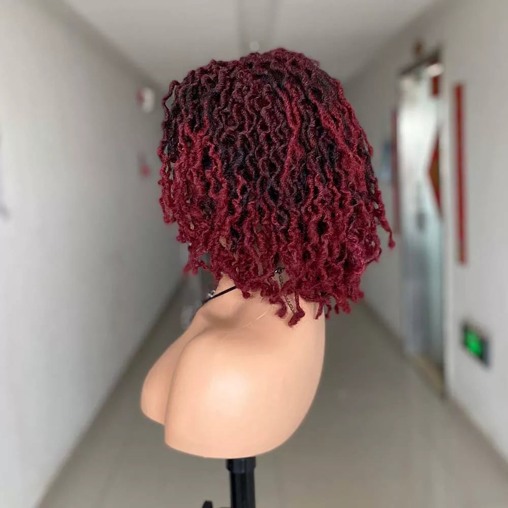 Short Braided Wigs For Black Women Dreadlock Wig Faux Locs Wig Goddess Locs Wig Brown Black Afro Braids Wig Synthetic Hair