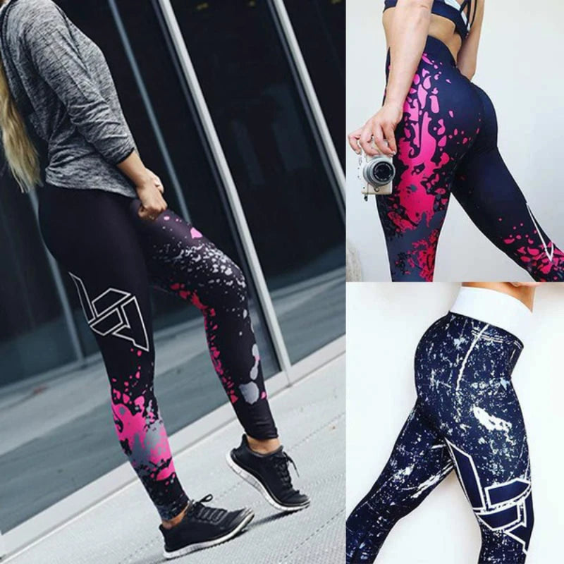 Sport Leggings Women Yoga Pants Workout Fitness Clothing Jogging Running Pants Gym Tights Stretch Print Sportswear Yoga Leggins