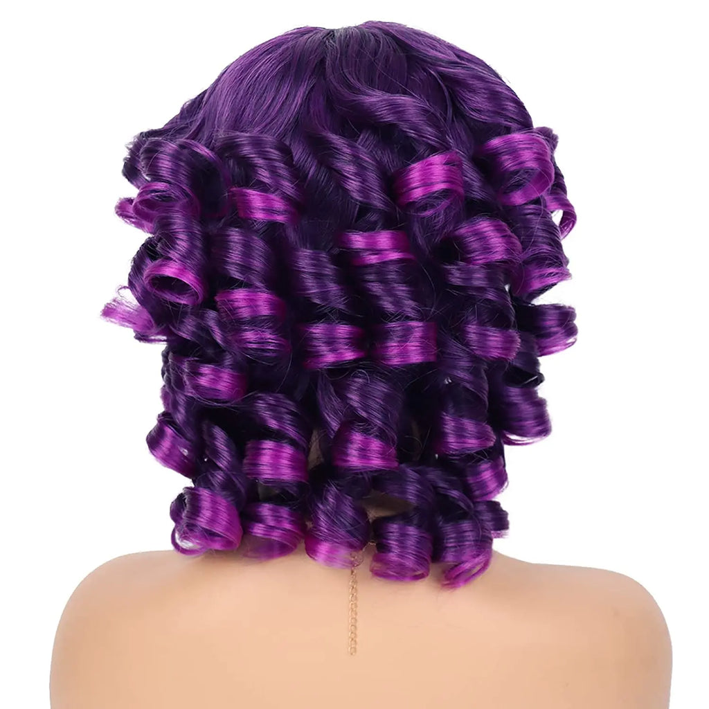 Curly Synthetic Wigs Short Kinky Curly Black Wigs for Women Big Curly Afro Soft Wig with Bangs Heat Resistant Natural Cute Wig