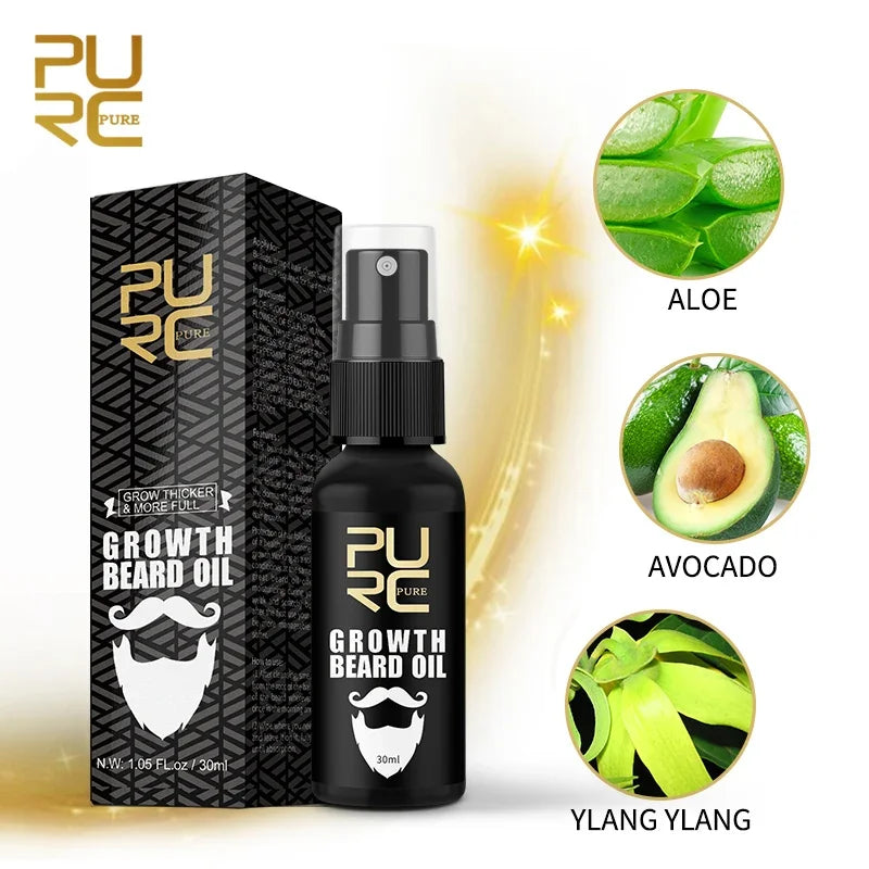 PURC Growth Beard Oil Grow Beard Thicker & More Full Thicken Hair Oil For Men Grooming Treatment Beard Care