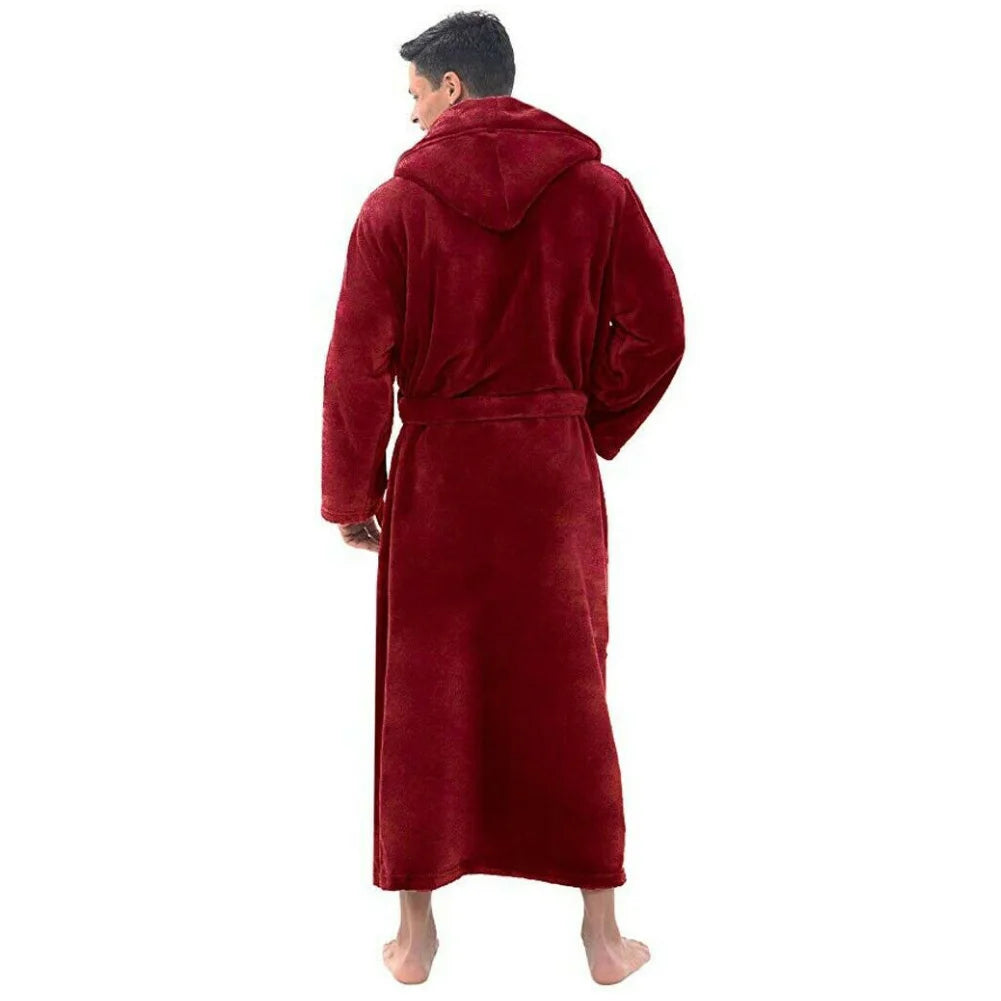 Nightgown Bathrobe Women Dressing Gown Sleepwear Winter Thick Warm Men Coral Fleece Robe Bath Gown Long Nightwear