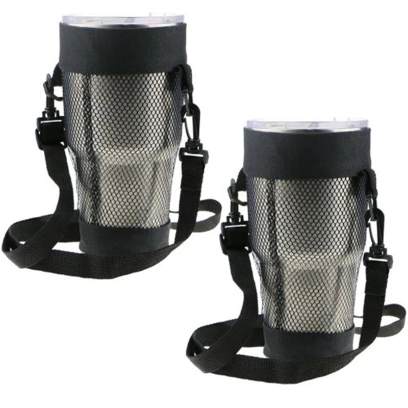 Water Bottle Holder Bag 30oz Black Outdoor Tumbler Activities Insulated Cover Carry Mesh Net Portable Fashion New