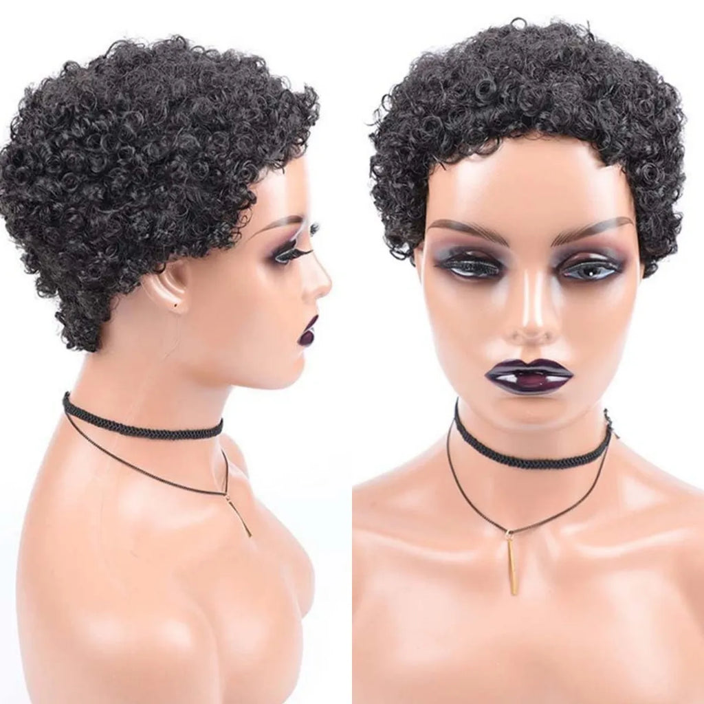 Short Curly Human Hair Wigs for Women Machine Made Wigs Kinky Curly Wigs for Daily Use