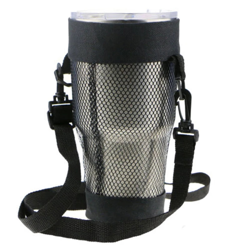 Water Bottle Holder Bag 30oz Black Outdoor Tumbler Activities Insulated Cover Carry Mesh Net Portable Fashion New