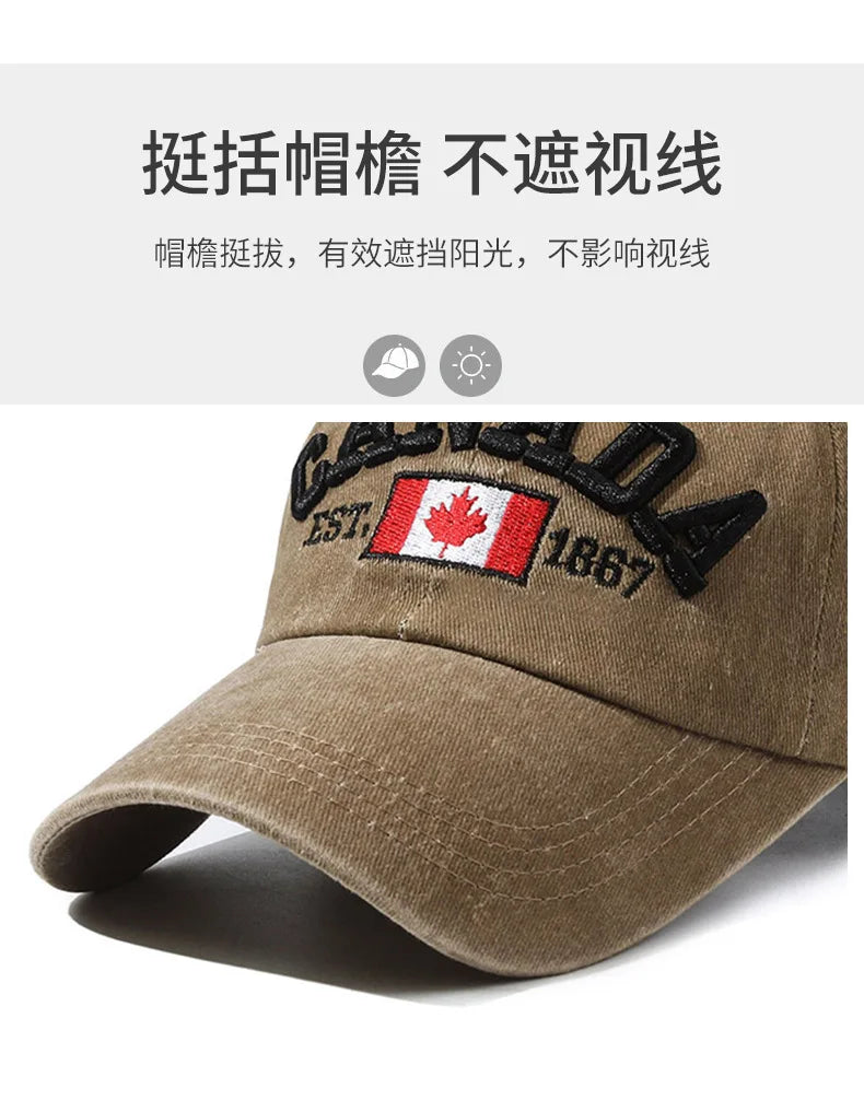 Baseball Cap Popular Letters CANADA Men's and Women's Canadian Baseball Cap Cotton Versatile Cap Fashion Personality Hats 2