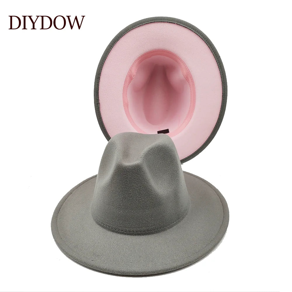 Two tone Fedoras Jazz Hats Cowboy Hats For Women And Men Double-sided Color Cap Red With Black Wool Bowler Hat Wholesale шапка