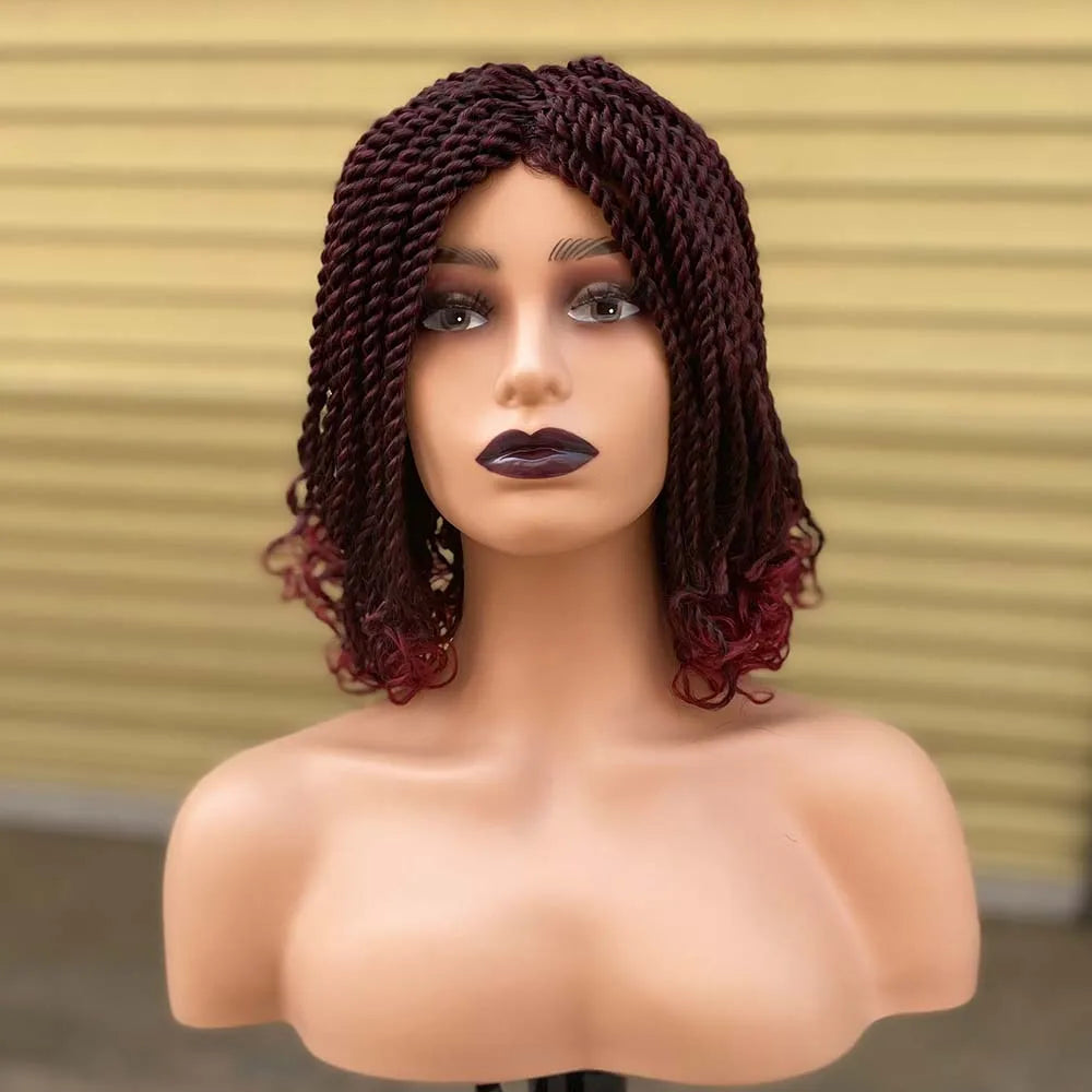 Box Braided Wigs For Black Women Crochet Hair 2 Twist Ombre Bug African Synthetic Short Bob Braiding Hair Wig Extensions Hair