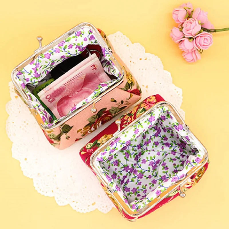 New Arrival Women Flower Printed Canvas Wallet Card Holder Coin Purse Clutch Handbag Bag For Beauty And For Health