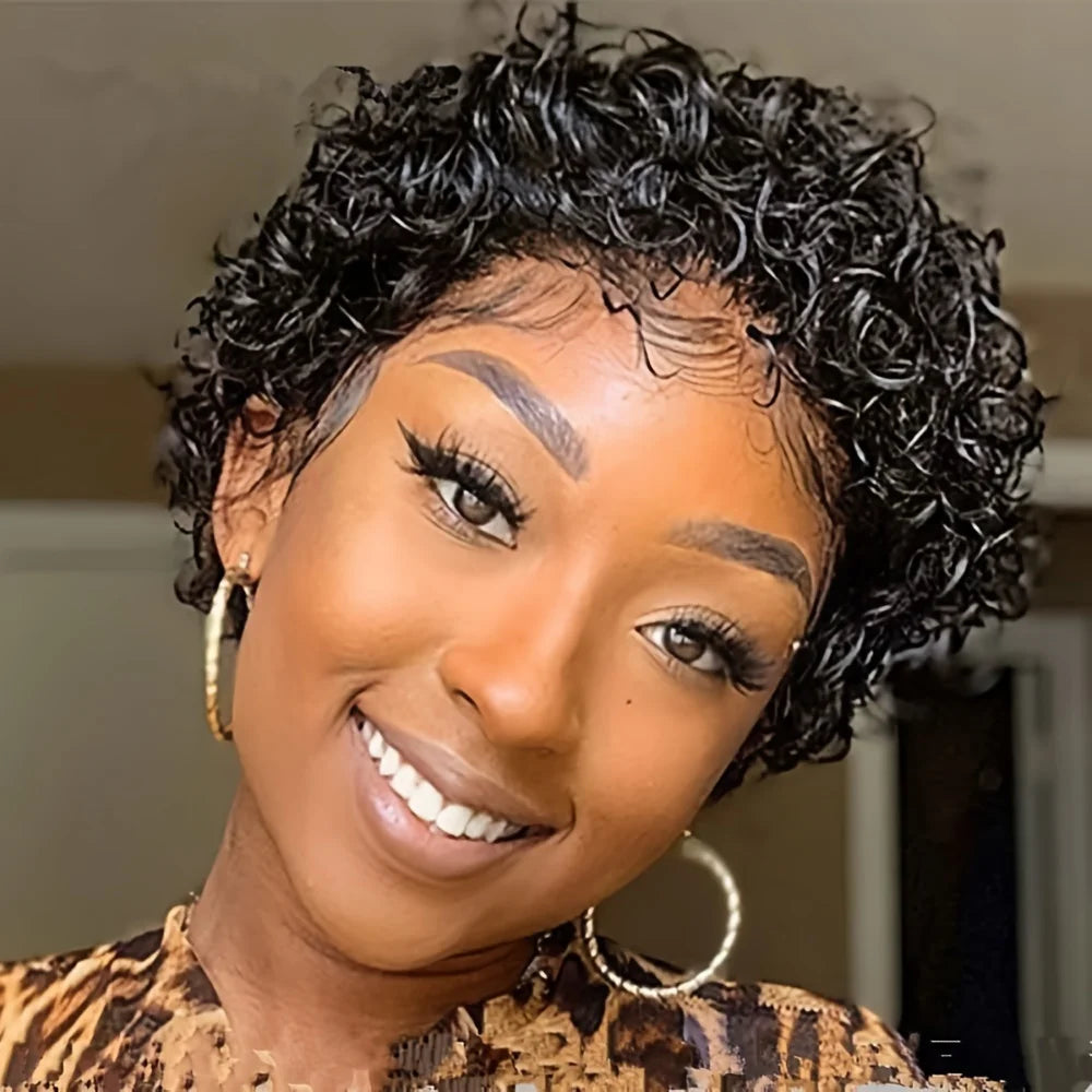 Natural Short Curly Synthetic Wig