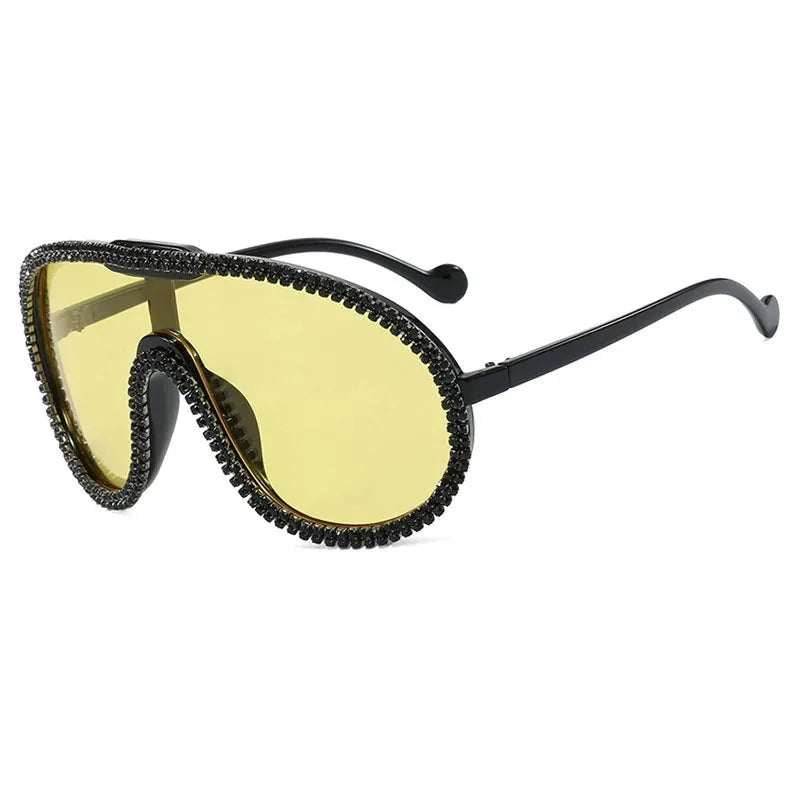 Summer Beach One-Pieces Handmade Big Sunglasses Women Oversized Yellow Fashion Sun Glasses Men UV400 Lunette Soleil Femme