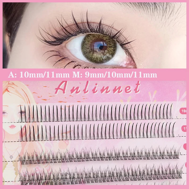 Anlinnet Fishtail + A-type Mixed Hair Five Rows Mixed Natural False Eyelashes Self-Grafting Single Cluster Eyelashes Eye Lash Fa