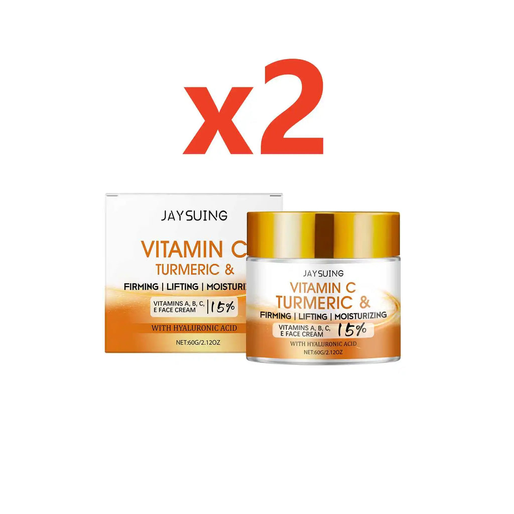 Turmeric Face Cream 15% Vitamin C Anti-Aging Firming Tightening Repair Skin Fights Acne Brightening Hyaluronic Acid Moisturizer