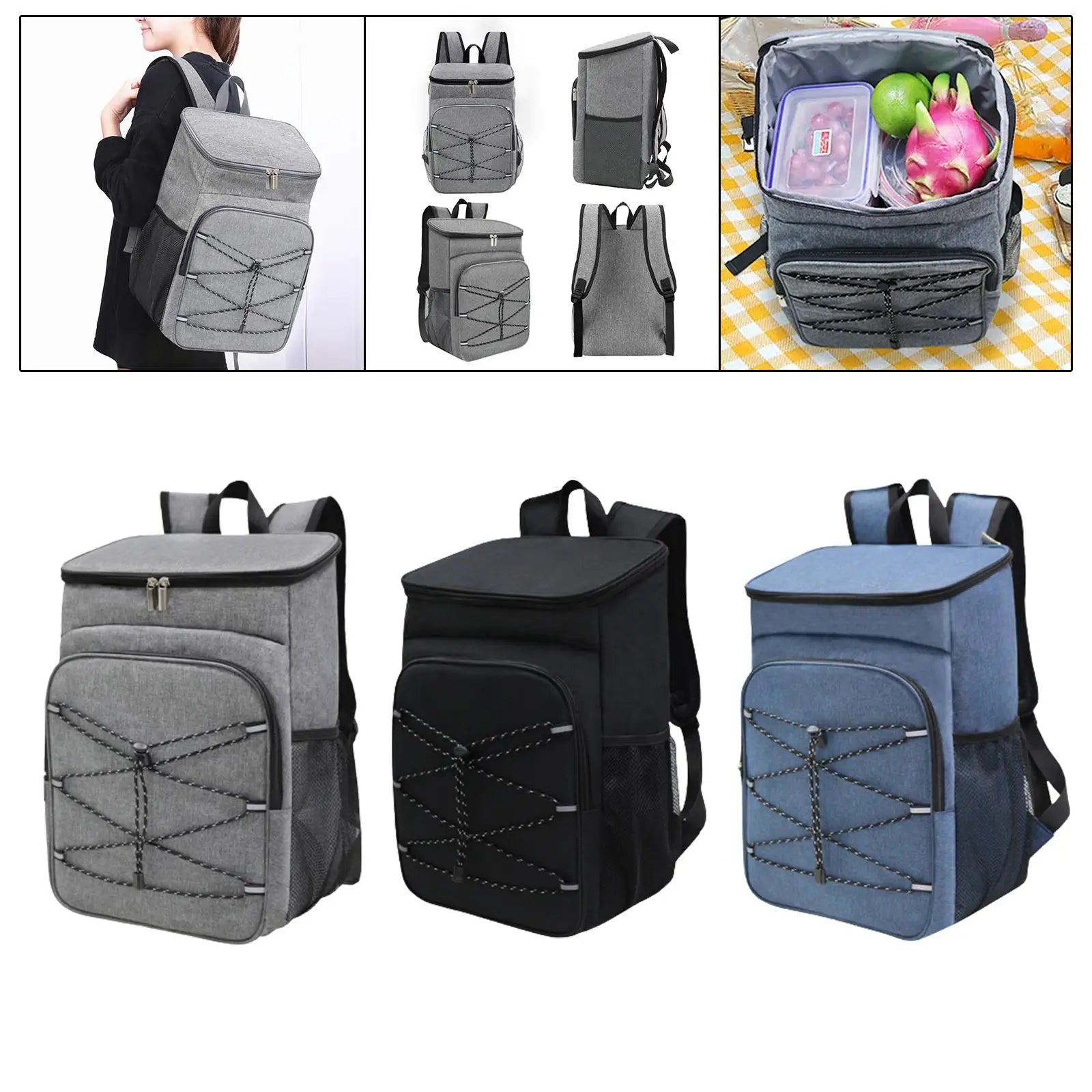 Insulated Cooler Backpack Waterproof Cooler Bag Mesh Pocket Men Women Beer Bag Beach Cooler Bag for Camping Work Lunch