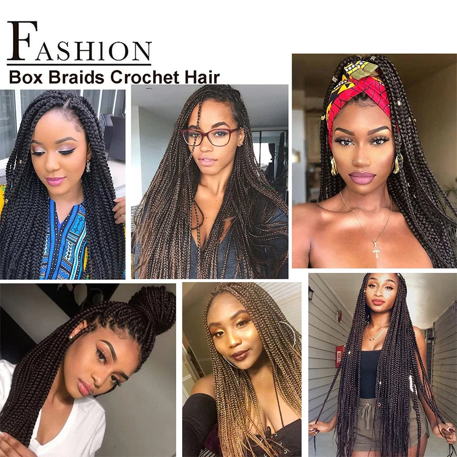 Alitomo Ombre Box Braids Crochet Hair 22Strands Synthetic Crotchet Box Braid Pre-Looped Braiding Hair Extensions for Black Women