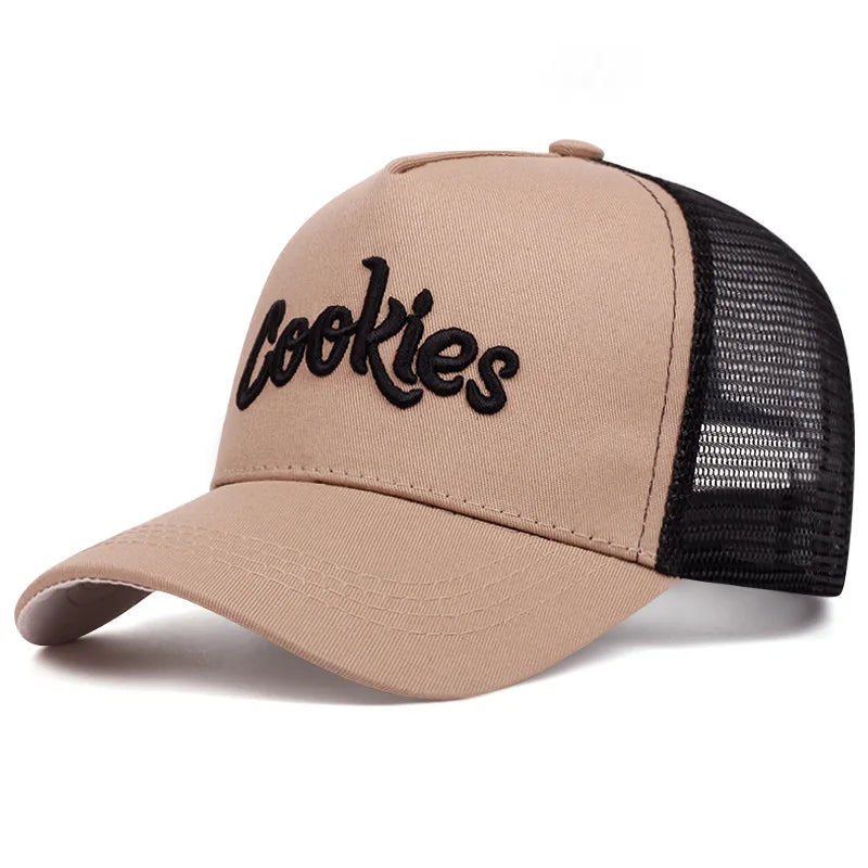 Cookies Embroidered baseball cap Outdoor sports mesh cap Summer shade breathable mesh cap trends go with everything
