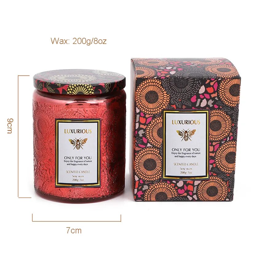 Fragrant Candles Glass Jars Smokeless Soy Wax Stree Relif Scented Candles Gift Box for Valentines Day Home Decorative 40 Hours