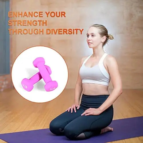 Set of 2 Neoprene Dumbbell Hand Weights, Anti-Slip, Anti-roll, Hex Shape Colorful