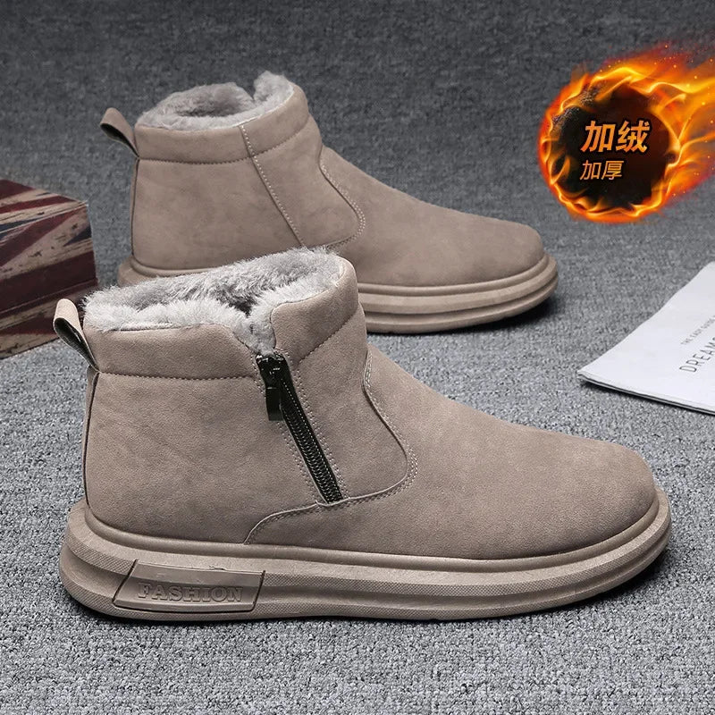 Cotton Shoes for Men Winter New Platform Snow Boots Whit Fur Keep Warm Fashion Comfortable Ankle Boots for Men Shallow Sneaker