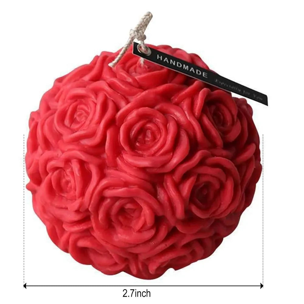 Rose Flower Ball Shape Fragrance Candle Rose Scented Candles Home Bedroom Geometric Decoration Ball Wax Fragrance Candle Gift