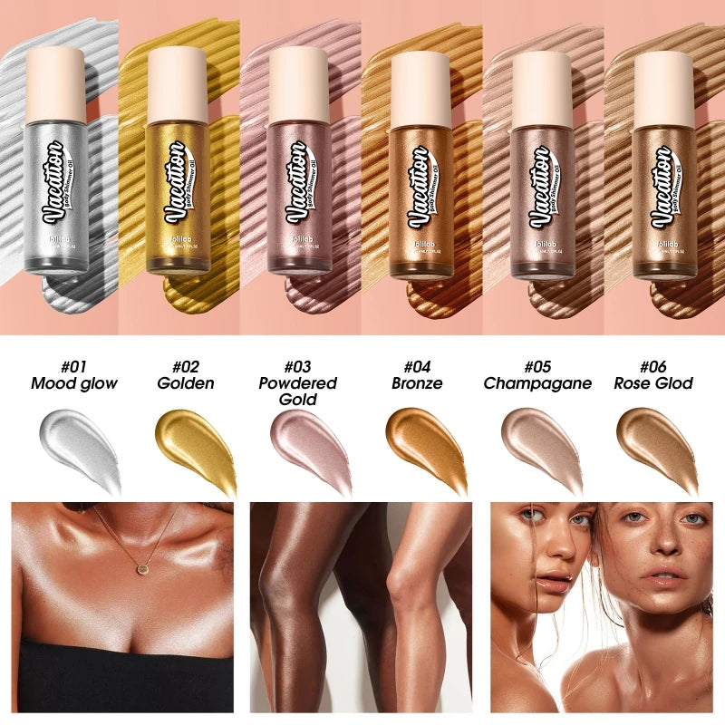 6 Colors Liquid Highlighter Glow Shimmer Copper Makeup Bronzers Face Body Brighten Shine Diamond Party Club Maquiagem 40ml