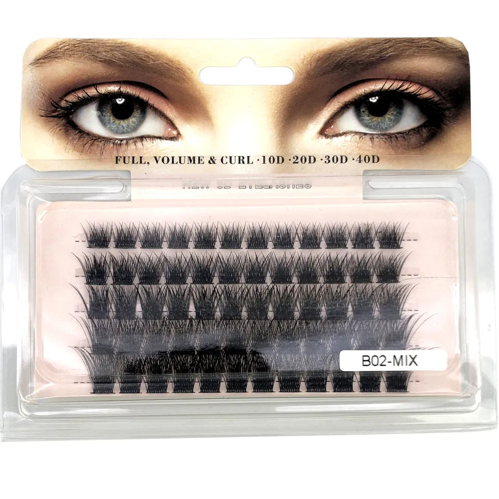 60 pcs Fluffy Single Cluster Lashes Makeup Individual Cluster Eye Lashes Grafting Fake False Eyelashes Segmented Natural lashes