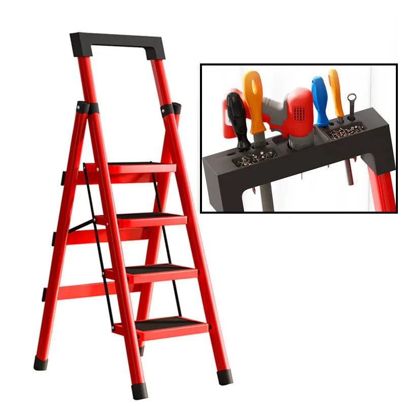 Folding Ladder Chair Carbon Steel High Stool Strong Load-Bearing Kitchen Step Ladder Stool Widen No-slip Stairs Protable Ladders