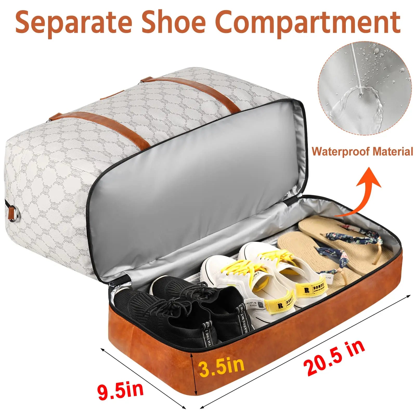 Women's Travel Bag, Large Women's Travel Luggage with Shoe Compartment, Carry-on Airplane Bag Men's Leather Travel Set 3 Pieces