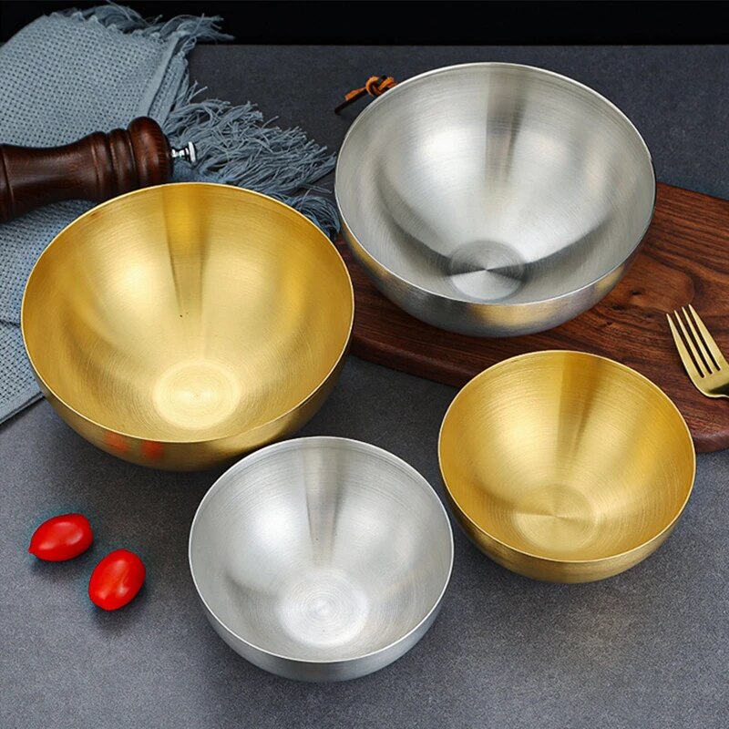 Large Capacity Stainless Steel Metal Fruit Salad Bowls Soup Rice Noodle Ramen Bowl Kitchen Tableware Utensils Food Container