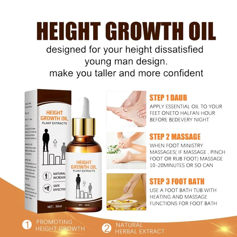 30ml Height Increasing Oil Body Grow Taller Promote Bone Growth Heighten Conditioning Adult Children Foot Massage Essential Oil