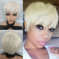 Non-lace-wig Full short wavy pixie cut Synthetic Wig/bang ,color Burgundy 99J/ natural black