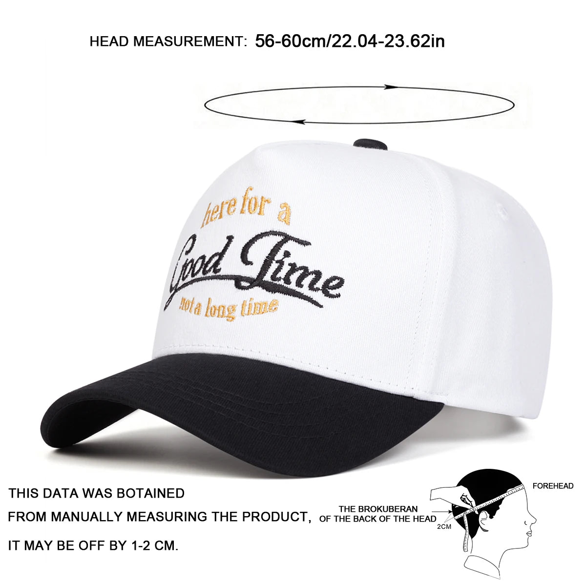 Unisex GOOD TIME Letter Embroidery Baseball Caps Outdoor Adjustable Spring and Autumn Casual Sunscreen Hat