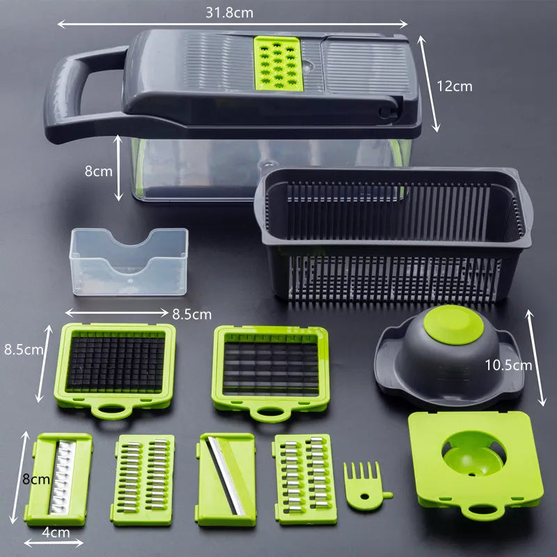 Food Chopper Vegetable-Fruit-Cheese-Onion Chopper Slicer Dicer Tomato Cutter Grater 12 in 1 Veggie Chopper Kitchen gadget sets