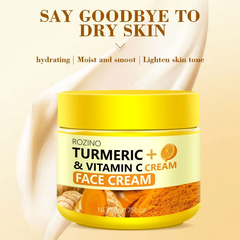 Turmeric Vitamin C Cream Moisturizing Smooth Wrinkles Collagen Hyaluronic Acid Makes Skin Look Younger Cream Skin Care Cosmetics