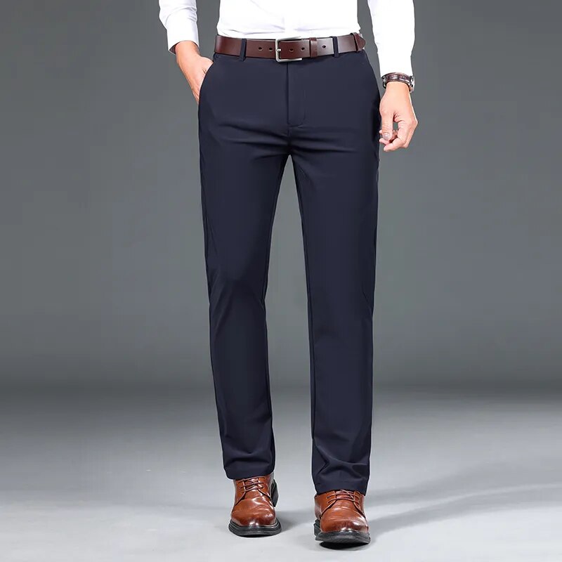 New Mens Business High-quality Casual Elegant Elasticity Pants Cotton Soft  Slacks Male Trousers Suit