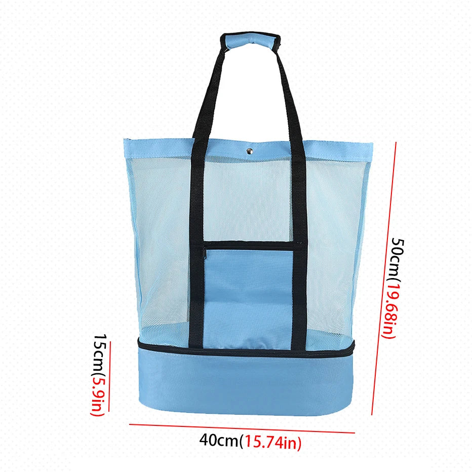 Outdoor Insulated Cooler Bag Portable Beach Mesh Bag Upgraded version Food Picnic Mesh Waterproof Storage Bag