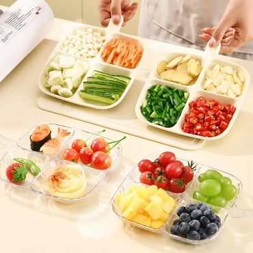 4 Compartment Serving Tray Divided Plate For Snacks Dry Fruits Anti-Scalding Serving Platters Portion Control Dinner Plate