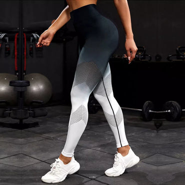 Hollow Out Gradient Yoga Pants Women Seamless Leggings Gym Workout Tights High Waist Mesh Legging Women Sport Pants For Fitness