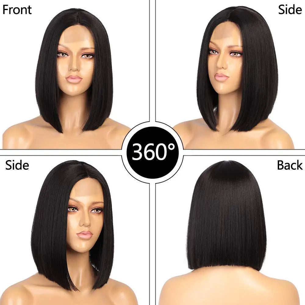 Short Bob Wigs Black Straight Hair for Women Middle Part Straight Hair  synthetic Wigs African Female  Daily