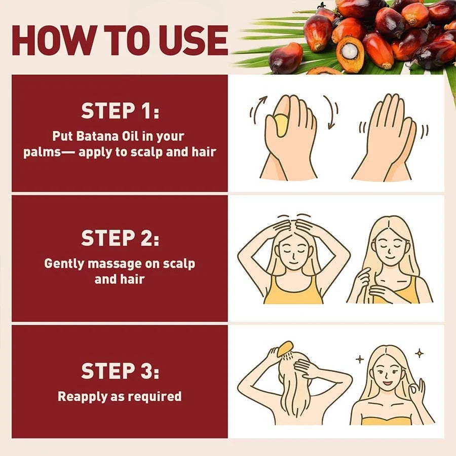 100% Batana Oil Moisturizing Nourishing Conditioner Anti-Frizz Smoothing Essence Promote Healthy Strong Hair Growth Batana Serum