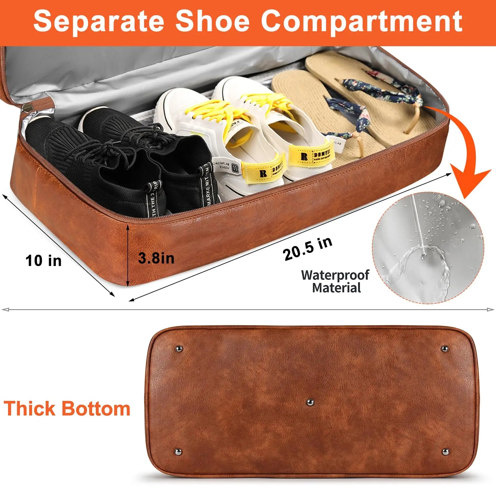 Women's Travel Bag, Large Women's Travel Luggage with Shoe Compartment, Carry-on Airplane Bag Men's Leather Travel Set 3 Pieces