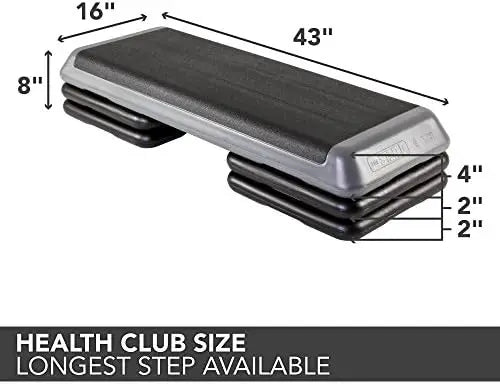 Original Aerobic Platform, Health Club Size Steppers for Exercise with risers for adjustable Home Workout, stair stepper for exe