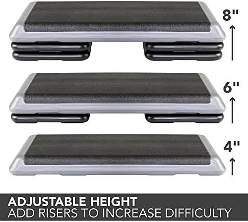 Original Aerobic Platform, Health Club Size Steppers for Exercise with risers for adjustable Home Workout, stair stepper for exe