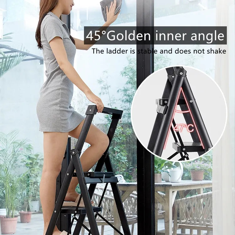 Folding Ladder Chair Carbon Steel High Stool Strong Load-Bearing Kitchen Step Ladder Stool Widen No-slip Stairs Protable Ladders