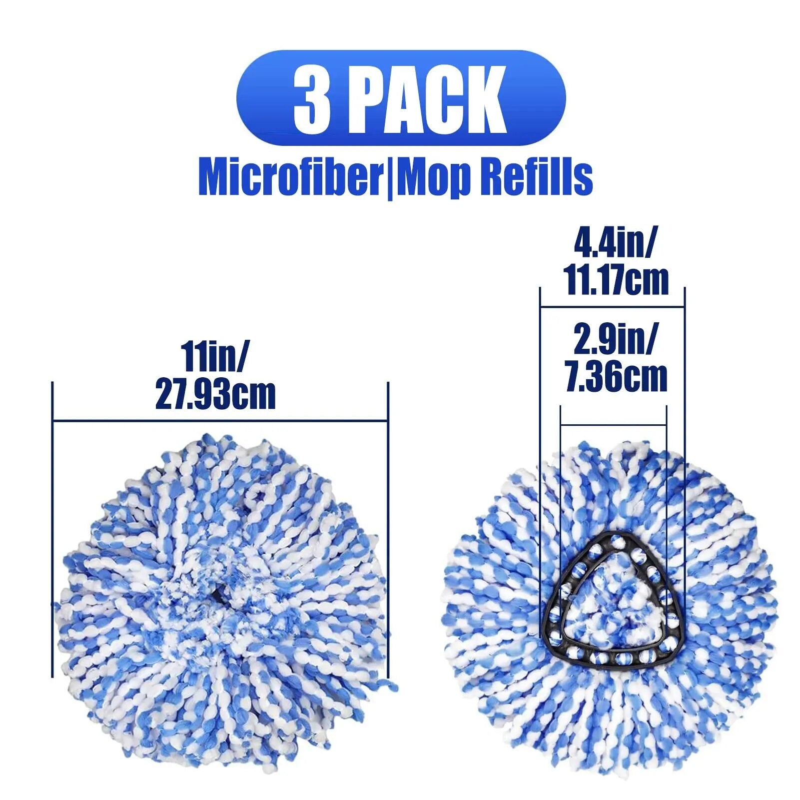 3 Packs Spin Mop Refill Replacement Head Compatible with Ocedar EasyWring Spinning Mop Microfiber Mop Replace Heads